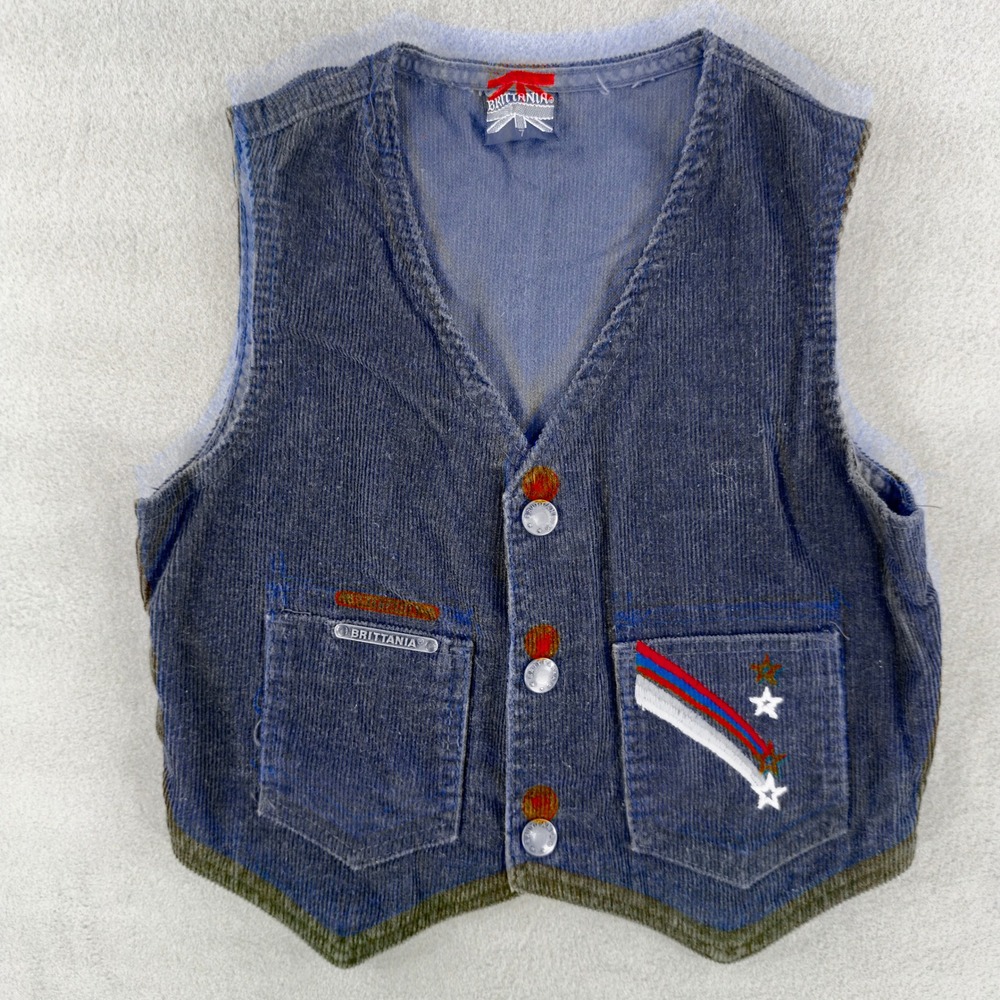 Vintage Brittania Kids Corduroy Western Vest Shooting Star Rainbow‎ Size 7